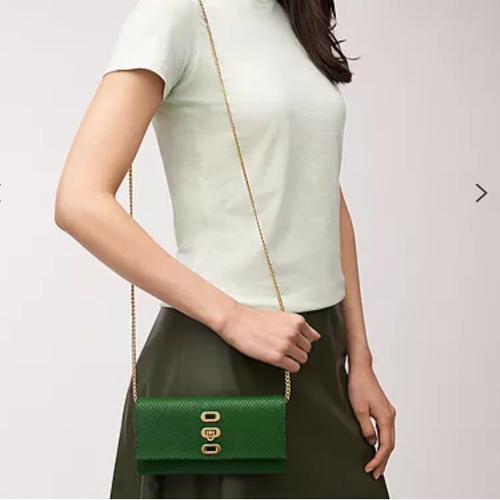 Fossil Penrose Green Python Crossbody Wallet - image 2